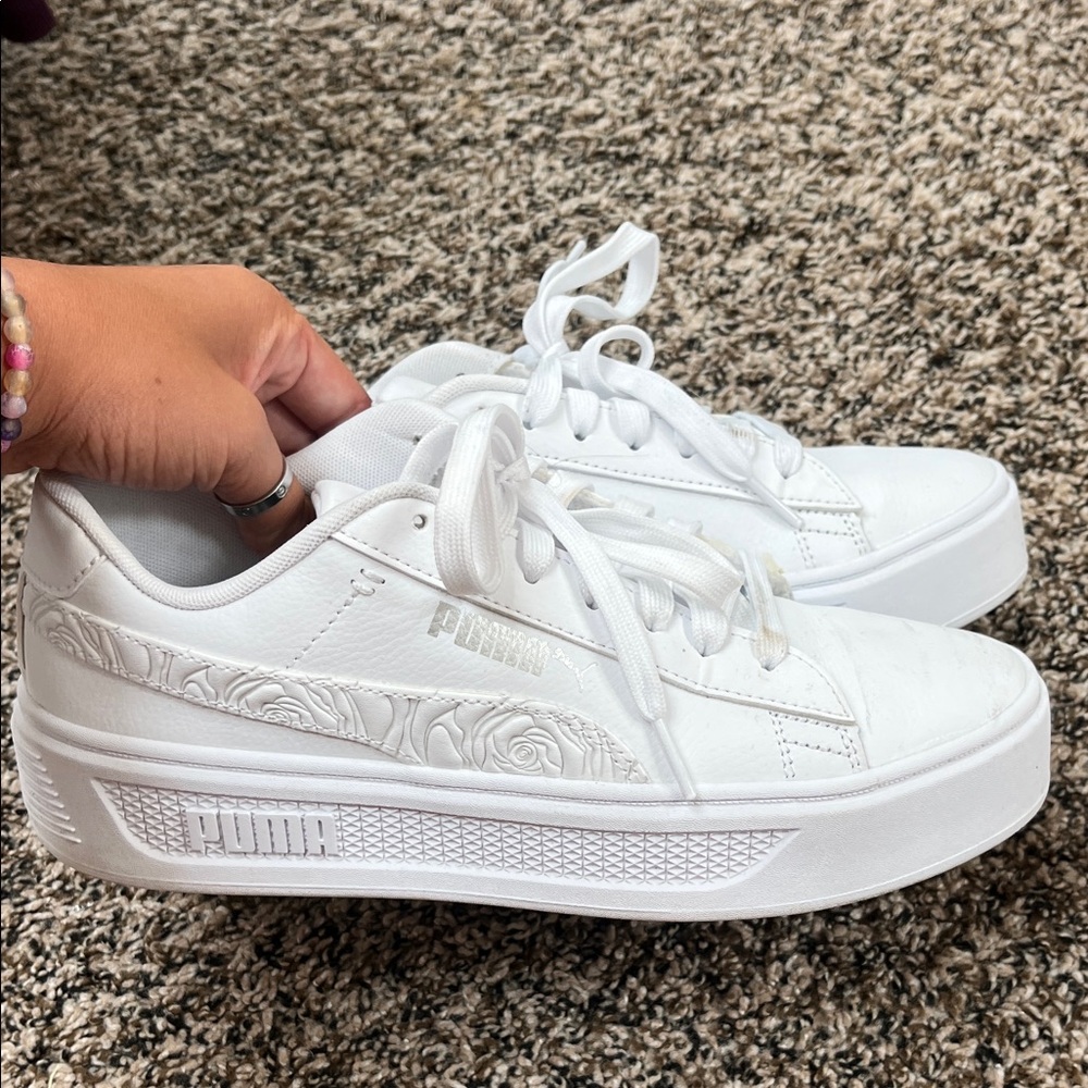 Puma Women's Floral Embossed White Sneakers